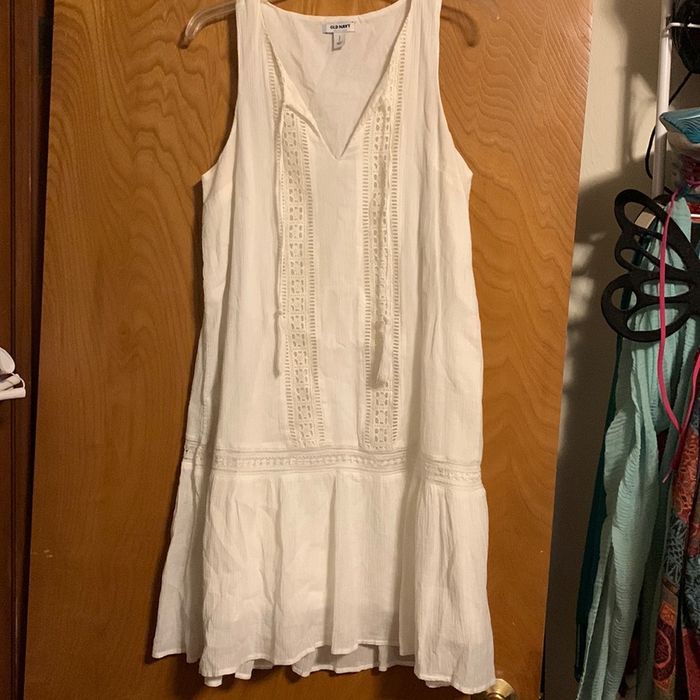 White drop-waist dress